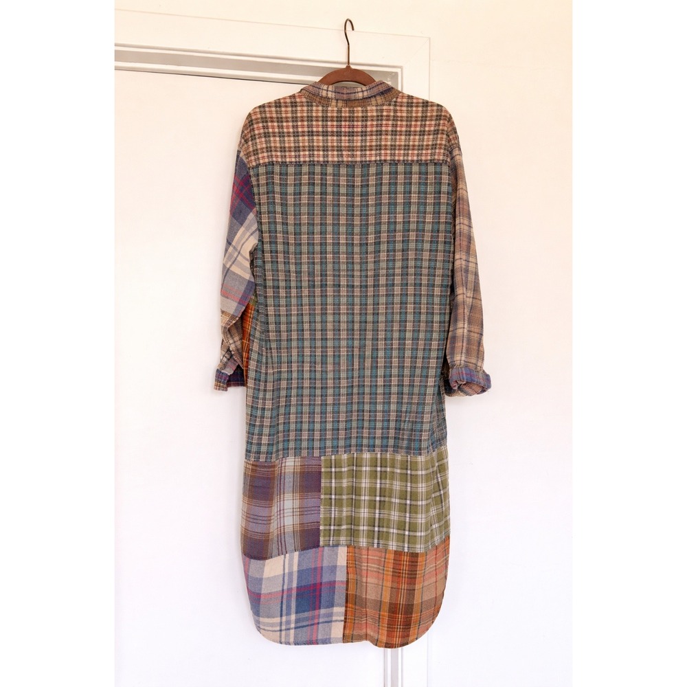 Sundance X Citron Vintage Patchwork Plaid Duster Grunge Shirt Dress 90s O/S - Picture 6 of 6
